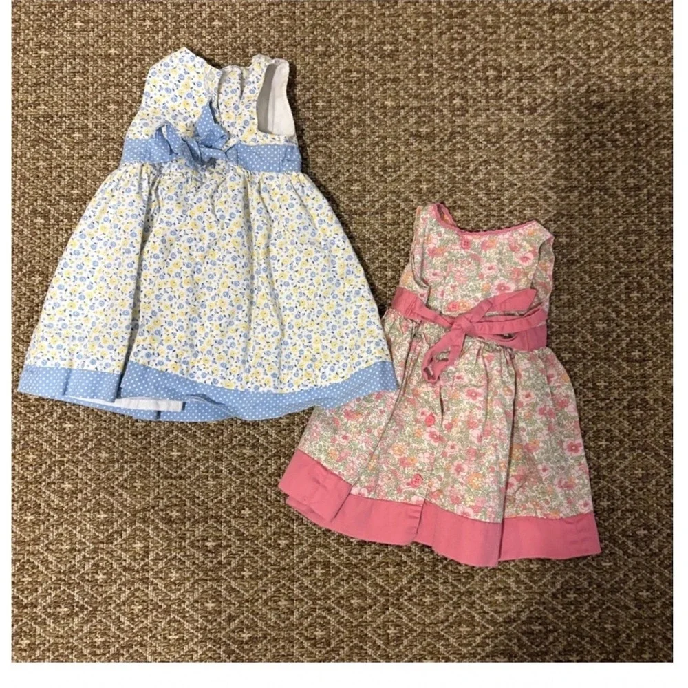 Bundle 2 Baby Girl Dresses 9M OshKosh Carter's Floral Cotton Summer Easter EUC
